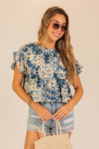 Floral Tiered Ruffle Blouse