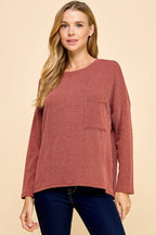 Solid Ribbed Top With Pockets