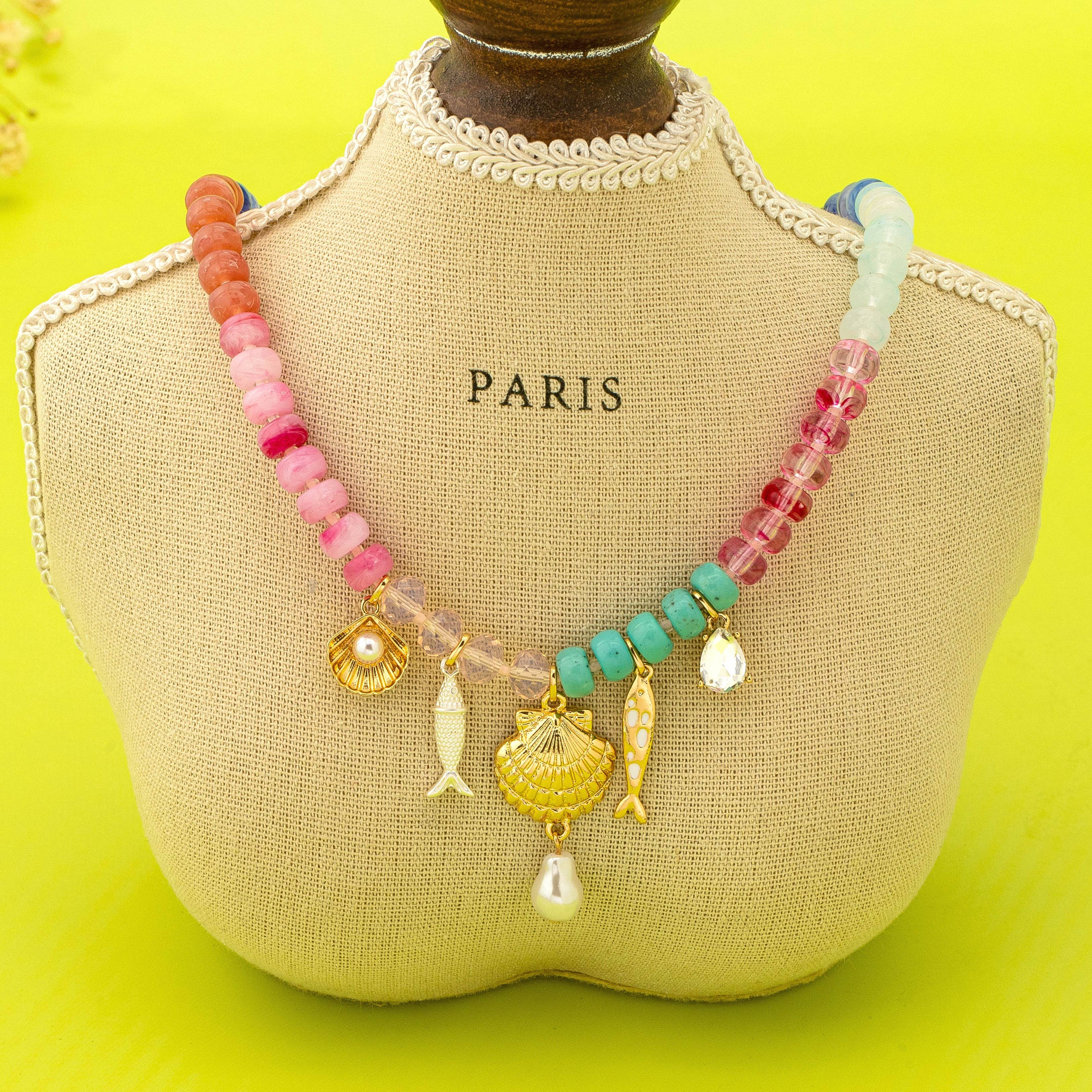 Nautical Multi-Color Beaded Charm Necklace | 80N92901