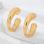 Bold Gold-Tone Chunky Tubular Open Hoop Earrings | 80E62231