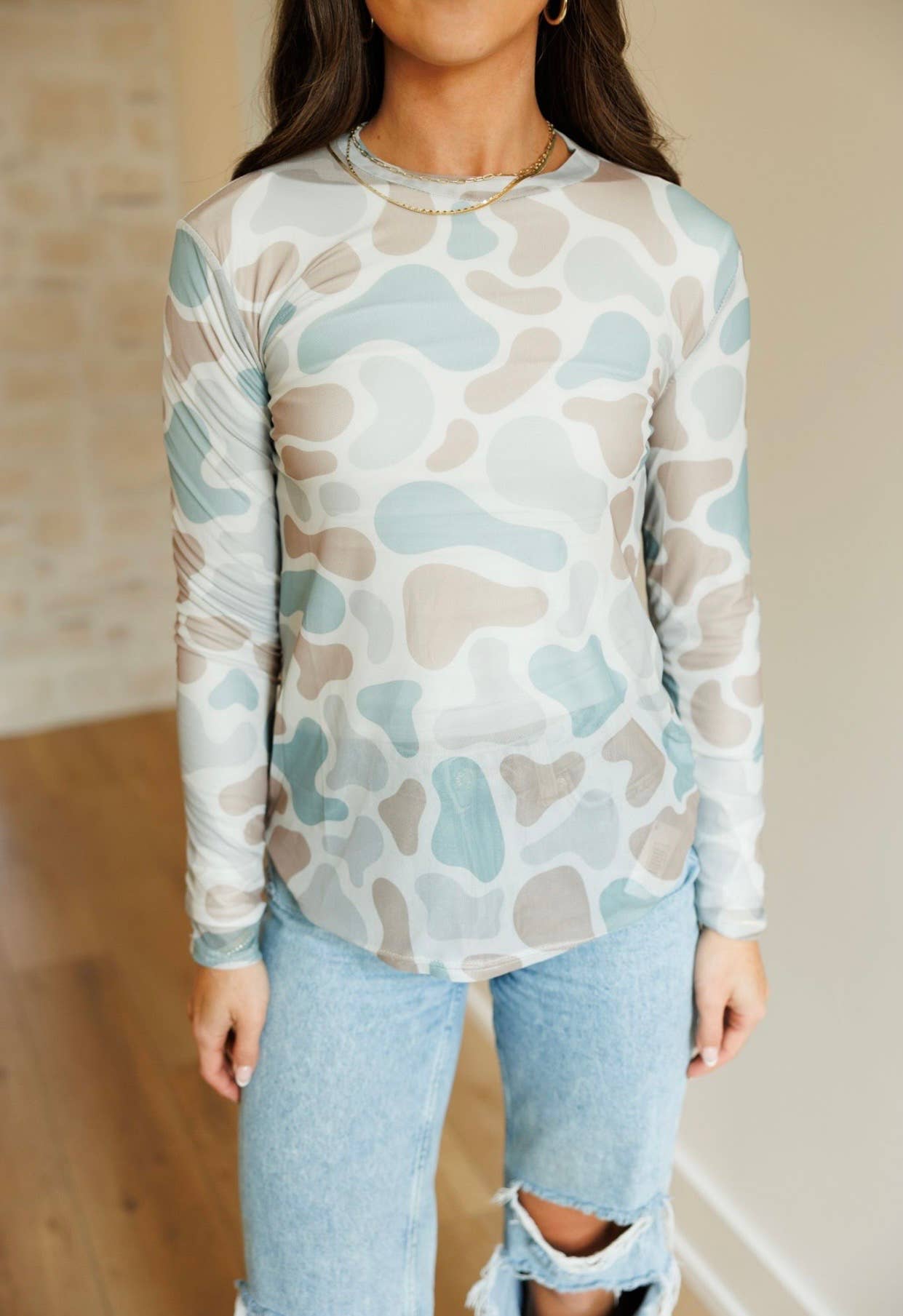 Camo Mesh Top