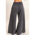 Mineral Wash Star Patch And Print Wide Leg Pants