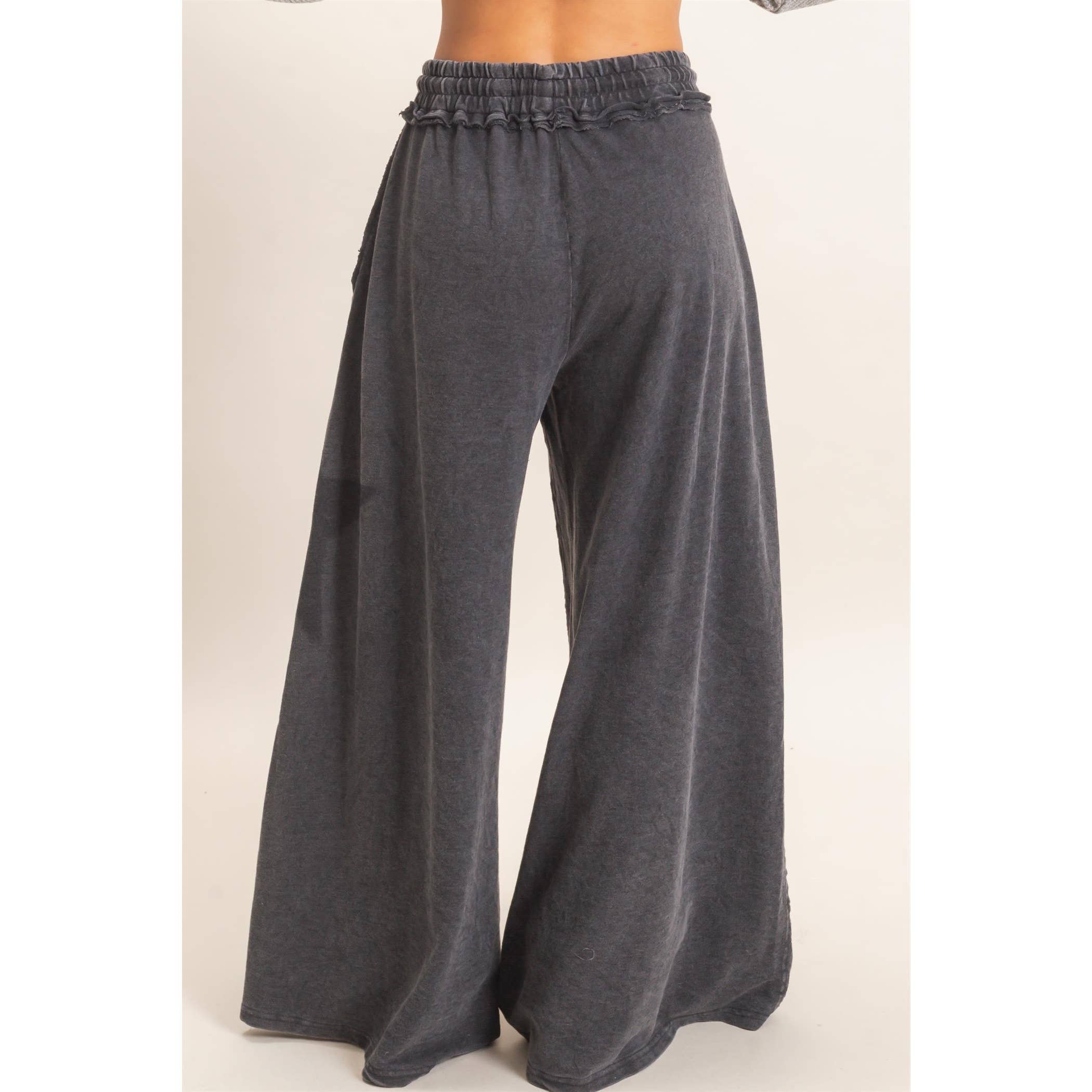 Mineral Wash Star Patch And Print Wide Leg Pants