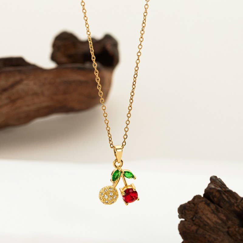18K STAINLESS STEEL STRAWBERRY NECKLACE