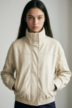 Faux Leather Bomber Jacket