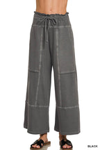 French Terry Washed Exposed-seam Wide Leg Pants