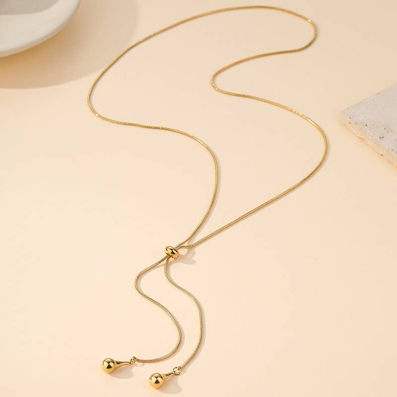 18K STAINLESS TARNISH FREE TEARDROP Y NECKLACE | 40NK9739