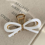 Open Ribbon Bow Gold-Tone Metal Hair Claw Clips | 40H881