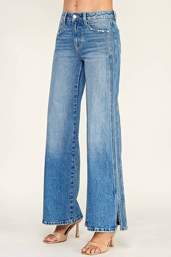 P7146W-MD MID RISE COMFORT WIDE LEG W/ SEAM DETAILING