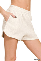 Fleece Elastic Waistband Dolphin Shorts