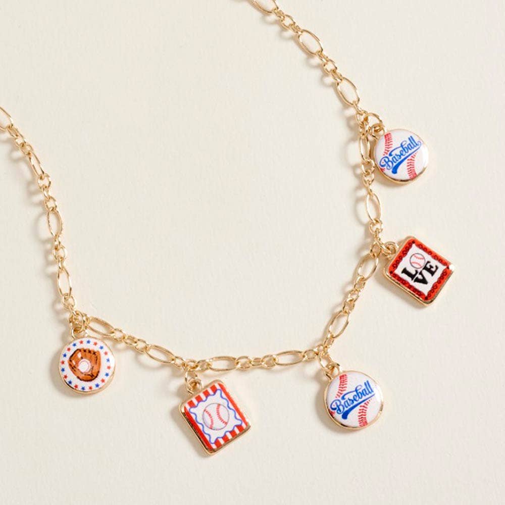 Baseball Charm Station Necklace