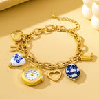 Vintage-Style Porcelain Charm Watch Bracelet | 80W034