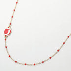 Football Charm Accent Dainty Beaded Game Day Chain Necklace