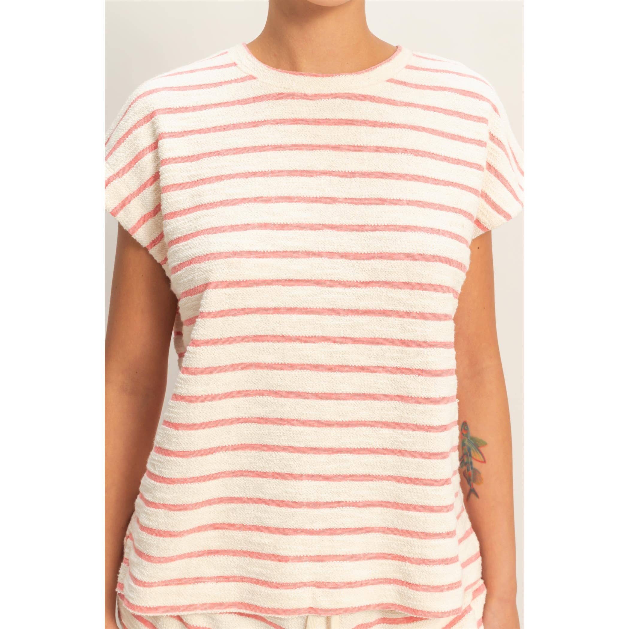 Striped Round Neck Short Sleeve Top