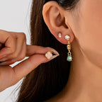 Mixed Clover Rhinestone Stud Drop Trio Earring Set| 80E62676