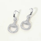 14K Gold Plated CZ Pave Snake Circle Dangle Hoop Earrings
