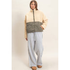 Quilted Sherpa Zip Up Jacket
