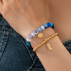 Nautical Blue Beaded Stretch Bracelet Set | 80B1705