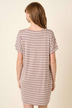 D1890-STRIPE DOLMAN T SHIRT DRESS
