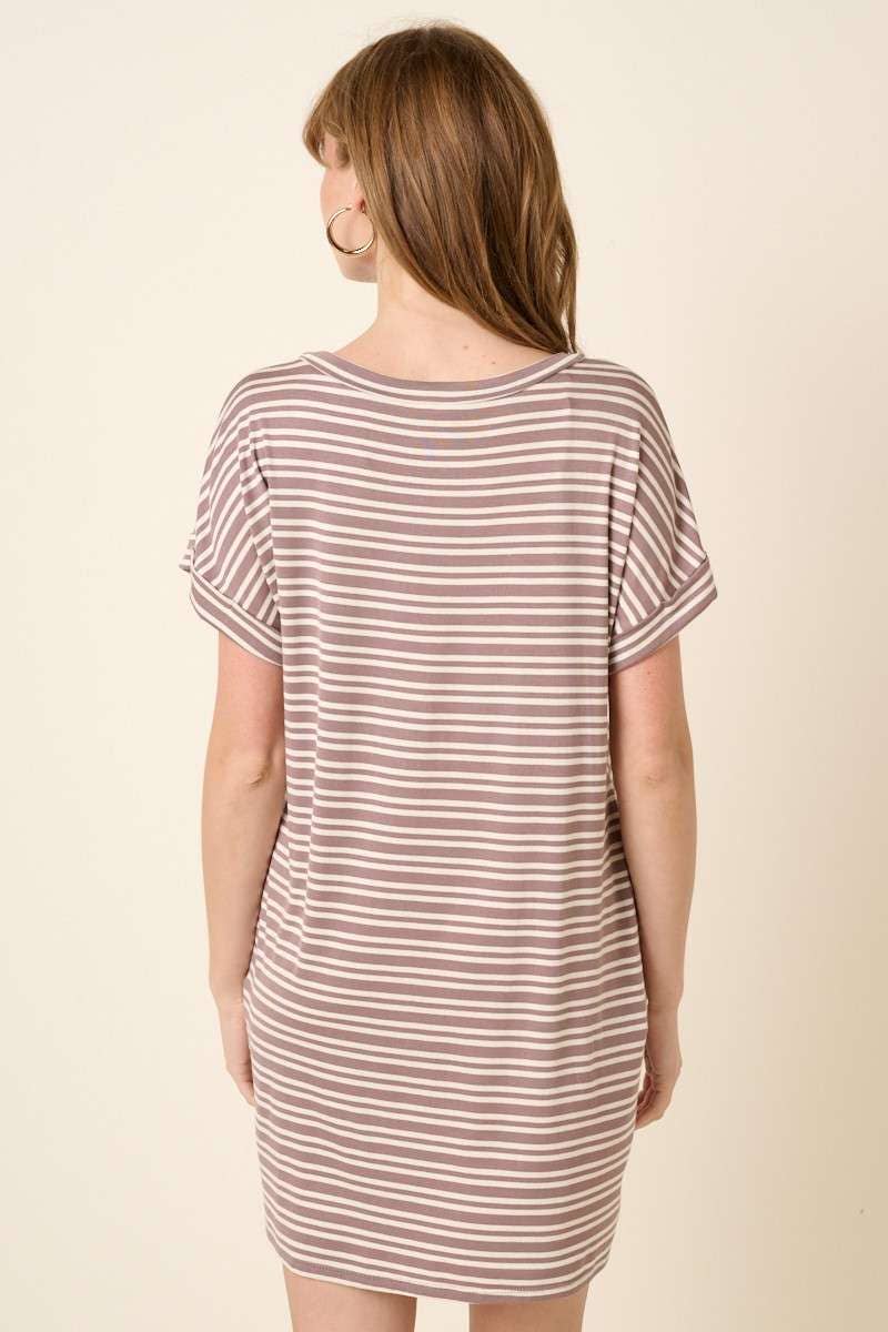 D1890-STRIPE DOLMAN T SHIRT DRESS