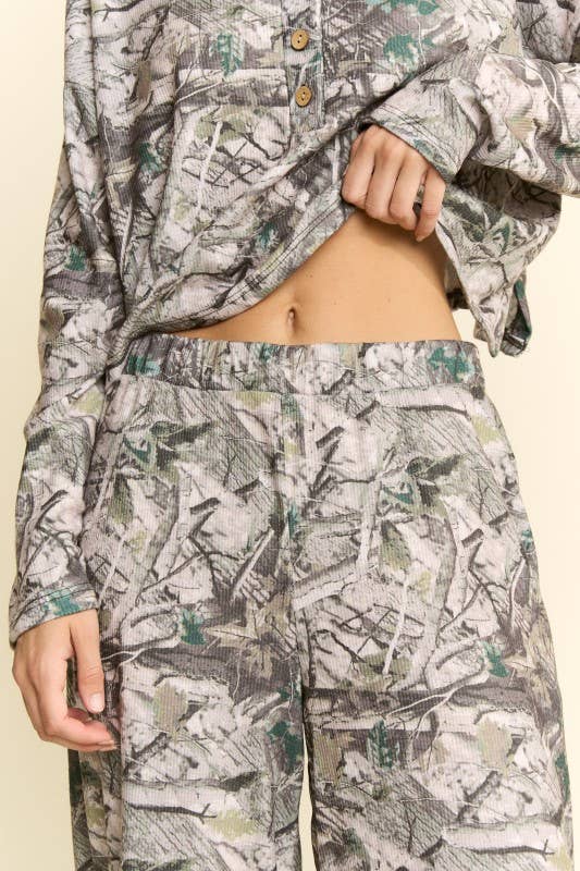 PLUS SIZE HUNTING CAMO LONG PANTS LOUNGE SET