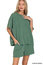 Corded Rib Short Sleeve Tee And Short Pants Set