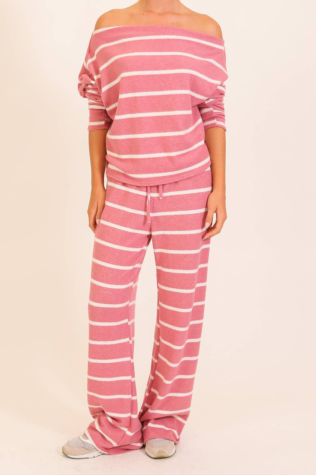 Striped One-Shoulder Lounge Set