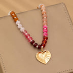 MULTI BEADED CHAIN HEART CHARM NECKLACE | 80N92630