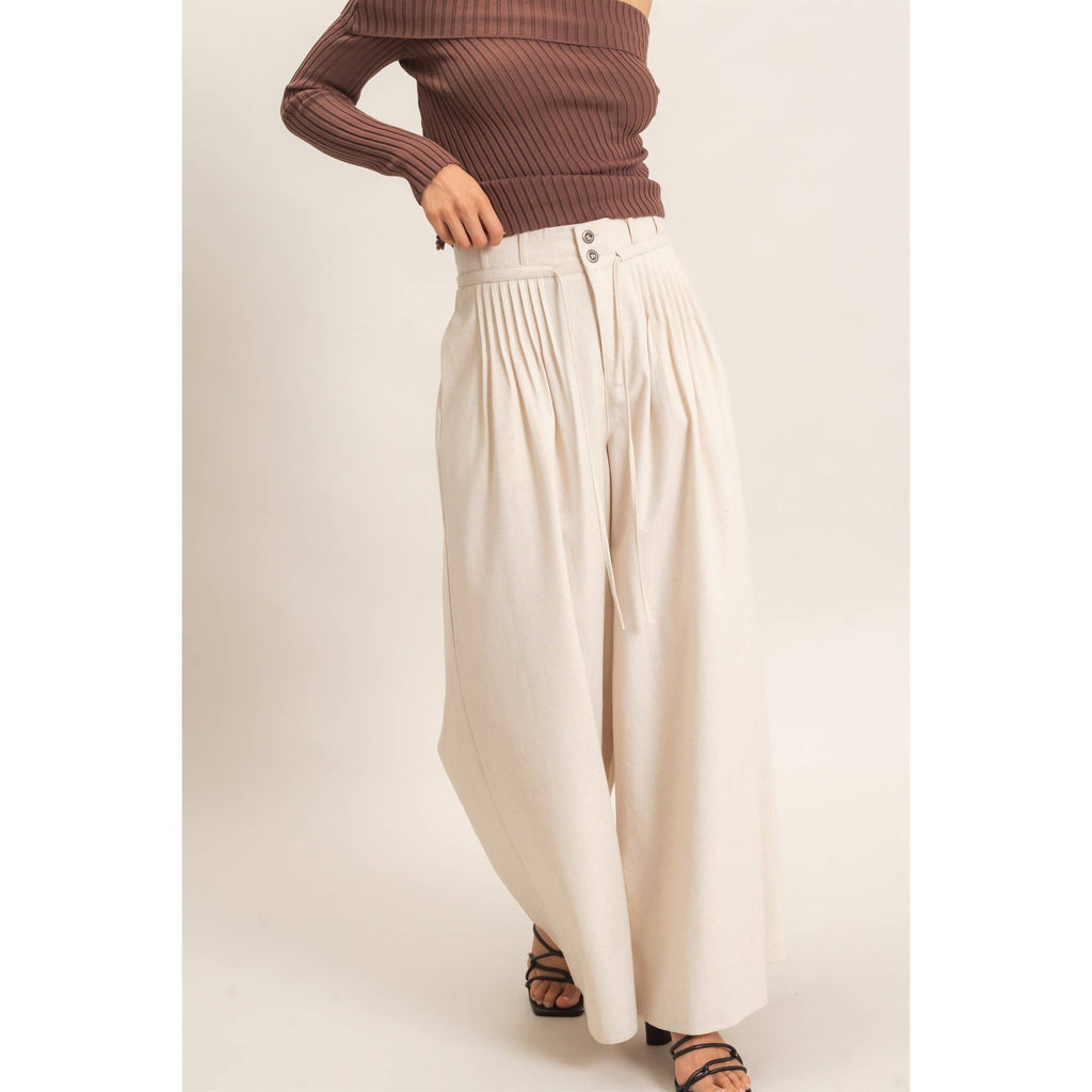 High-Waisted Pintuck Trousers
