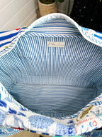 Blue Patchwork Quilted Duffle Weekender Travel Bag