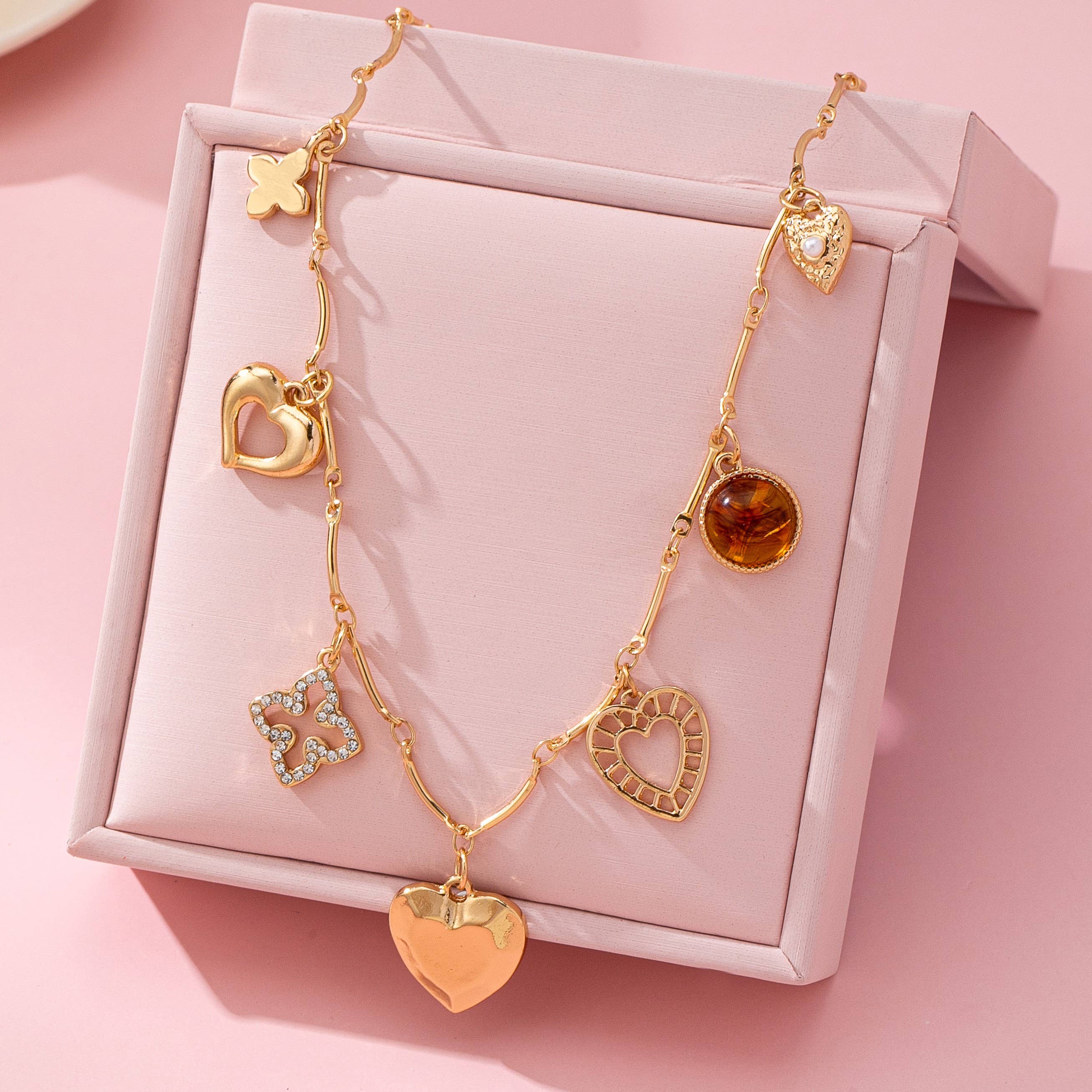 CHARM NECKLACE-HEARTS CLOVER STONE | 80N92688