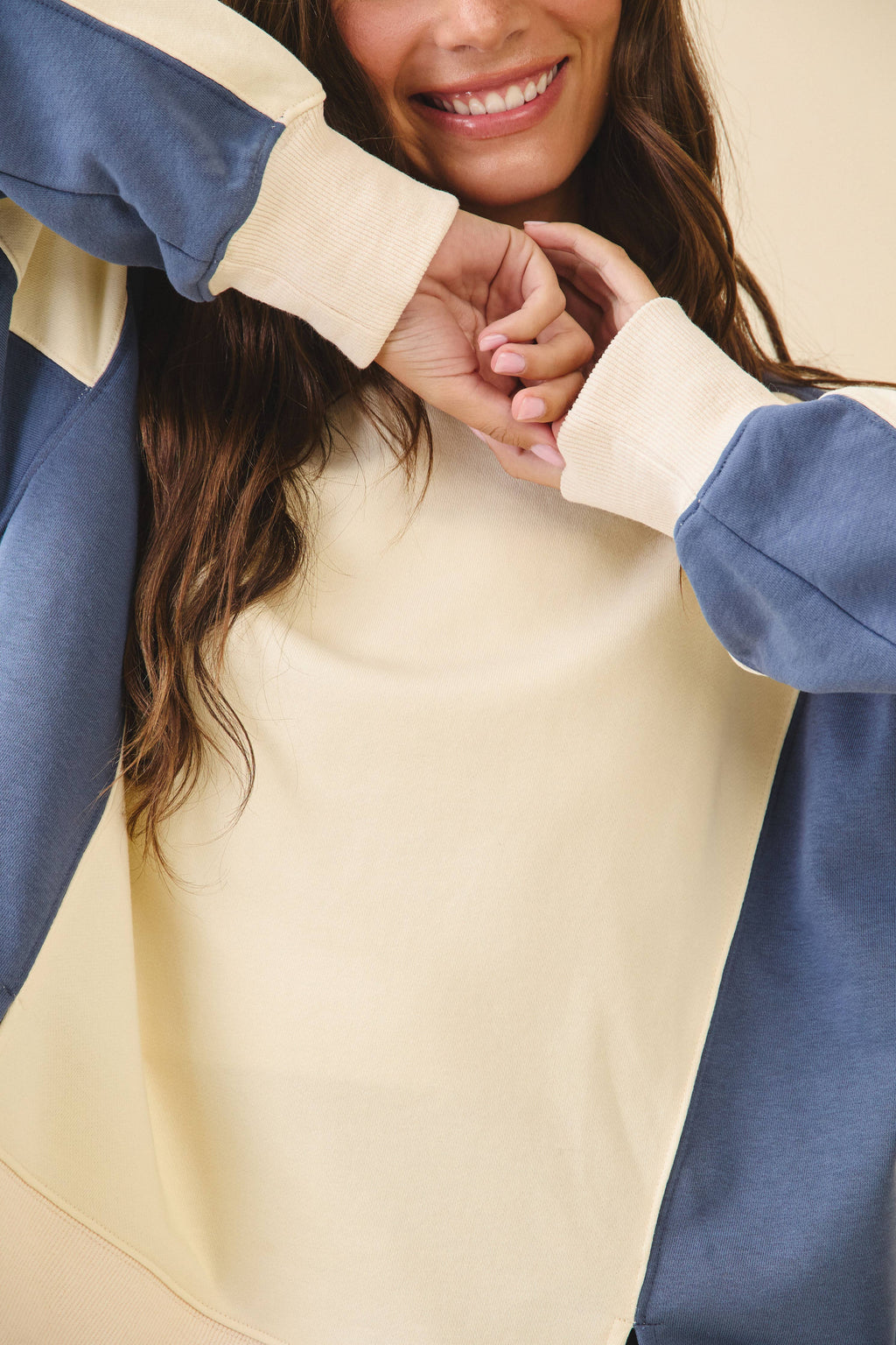 9106FK Colorblock Terry Pullover Sweatshirt