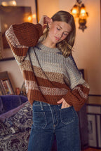 STRIPED MULTI COLOR CROP SWEATER