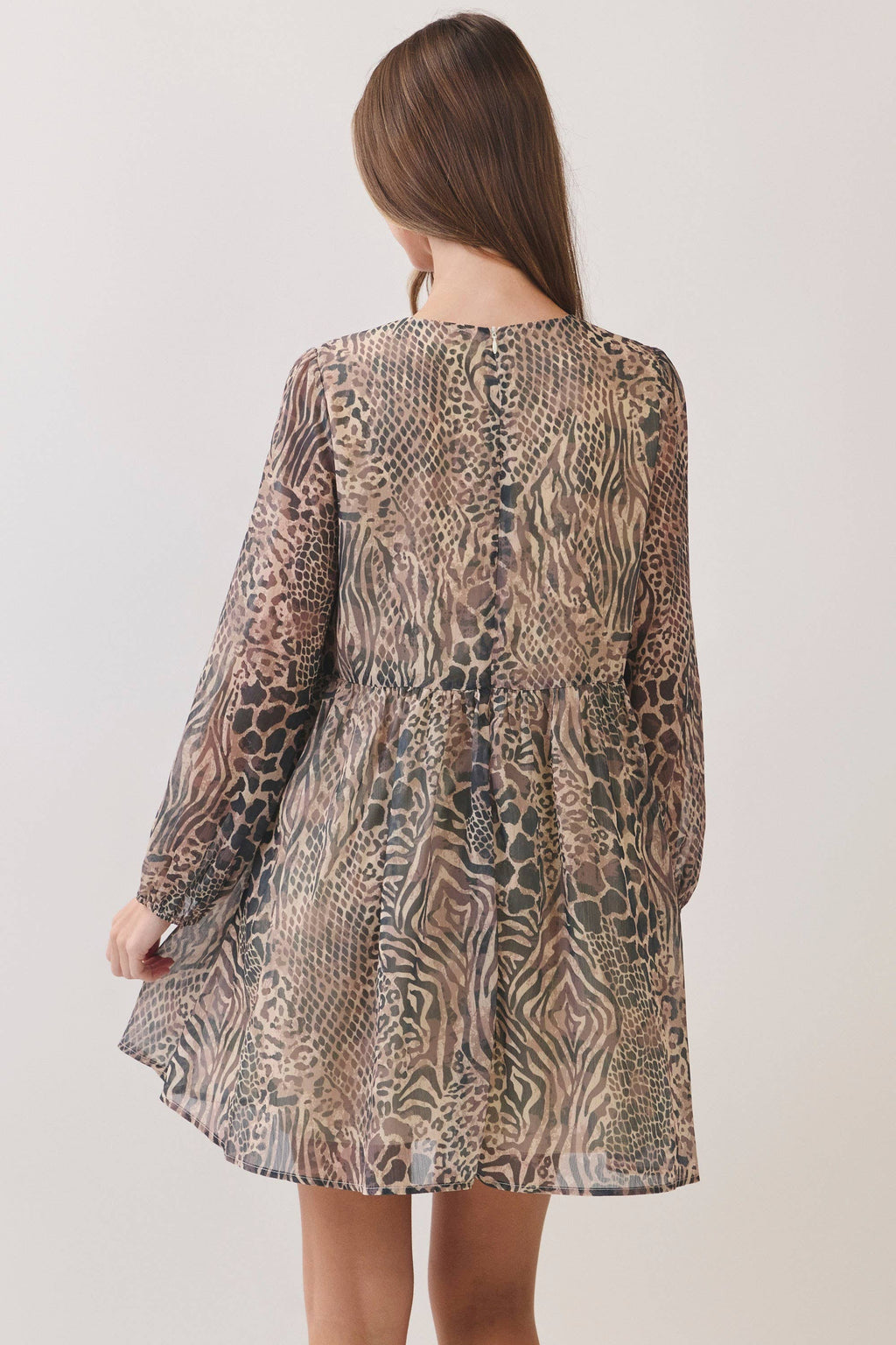 CD07469-Animal Print Babydoll Mini Dress