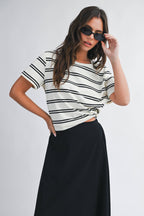 8510HN Striped Boxy Short Sleeve Tee