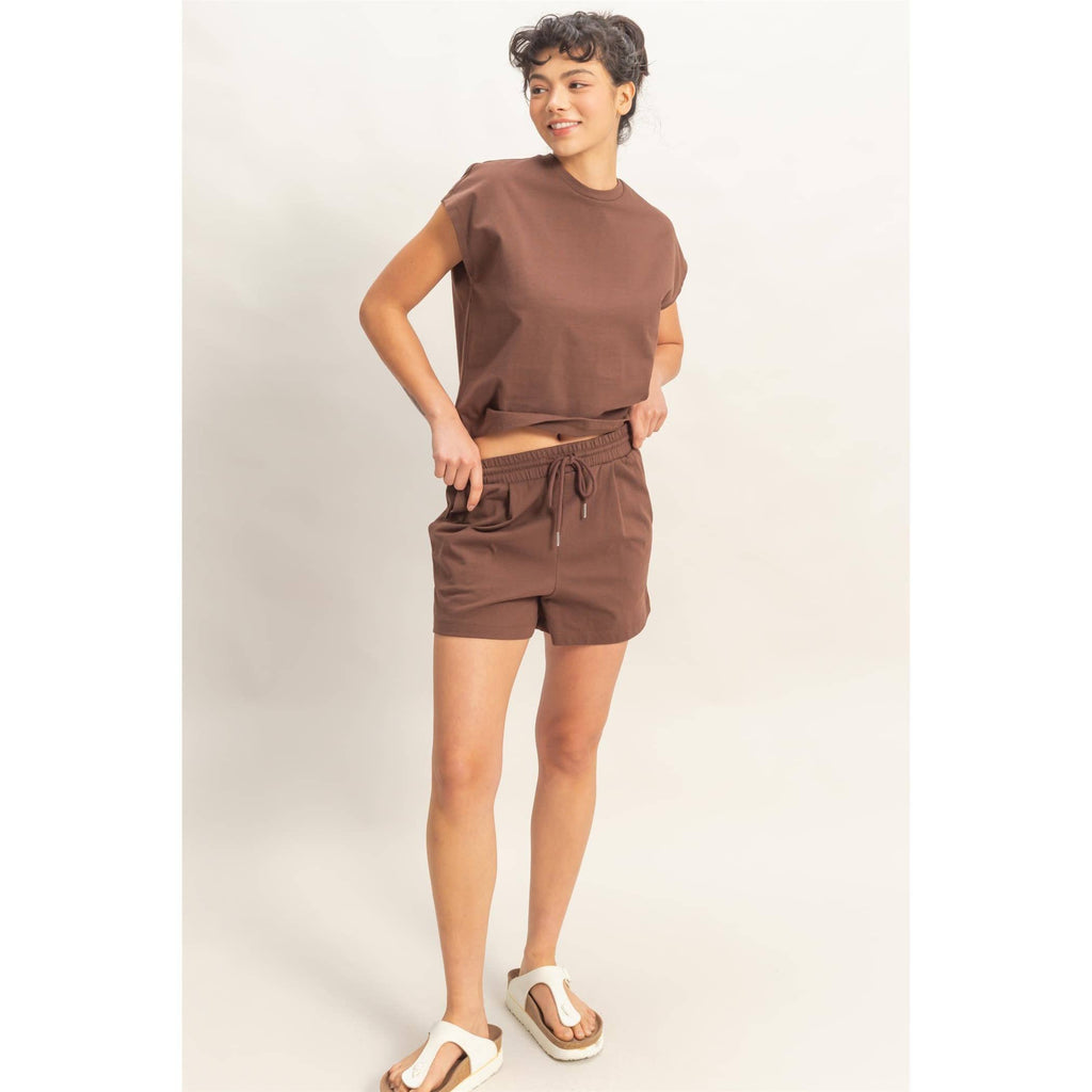 Cap Sleeve Boxy Top And Shorts Set