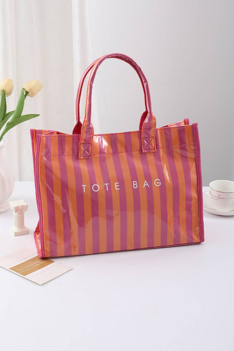 Striped Rectangular Shopper Tote Bag