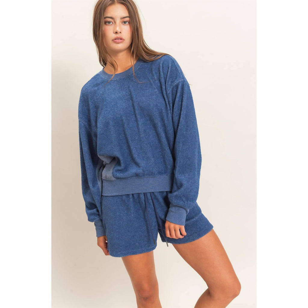 Contrast Sweatshirt & Shorts Set