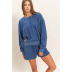Contrast Sweatshirt & Shorts Set