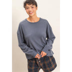 Raw Edge Waffle Sweatshirt