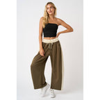 CLOUD KNIT CONTRAST STRIPE BARREL LEG LOUNGE PANTS
