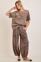 Mineral Washed Cheetah Leopard Balloon Lounge pants HP6948