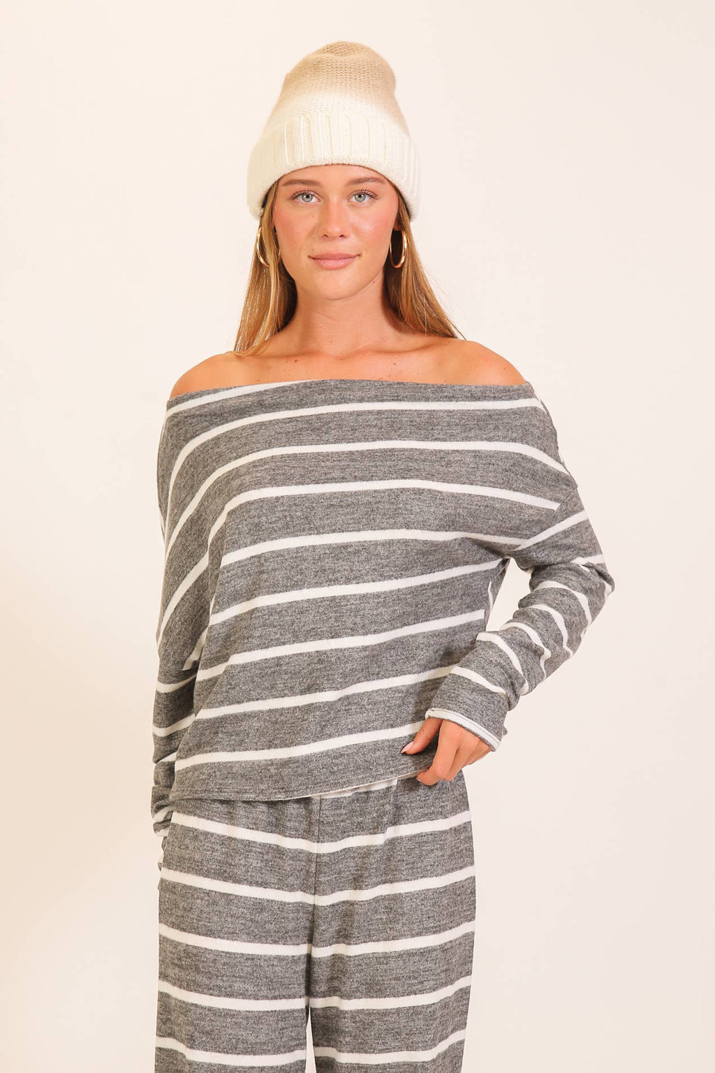 Striped One-Shoulder Lounge Set