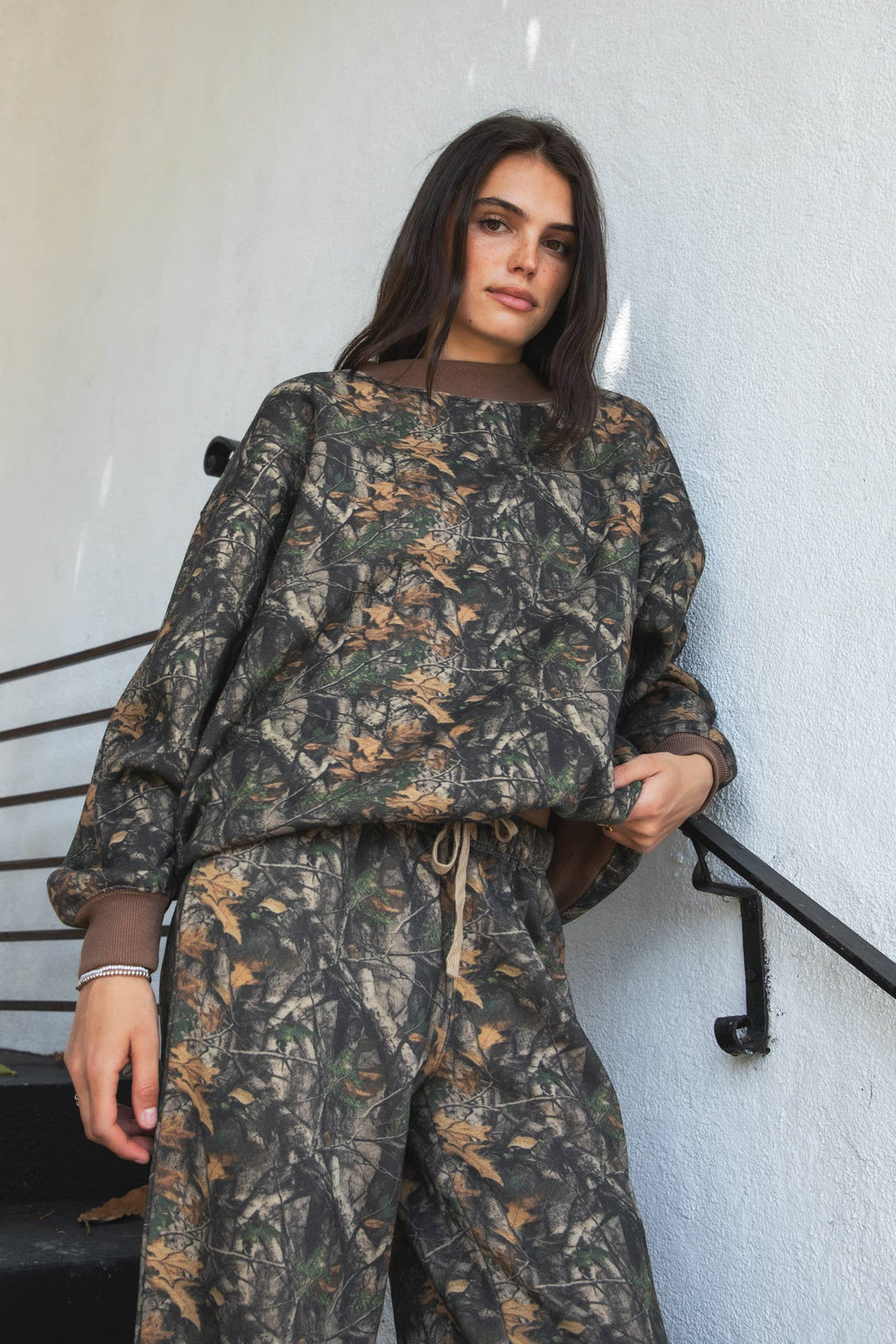 BAYOU Dark Woodland Camo Mock Neck Sweatshirt