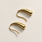 Gold-Dipped Modern Curve Hook Earrings – Minimalist Design, Made in Korea