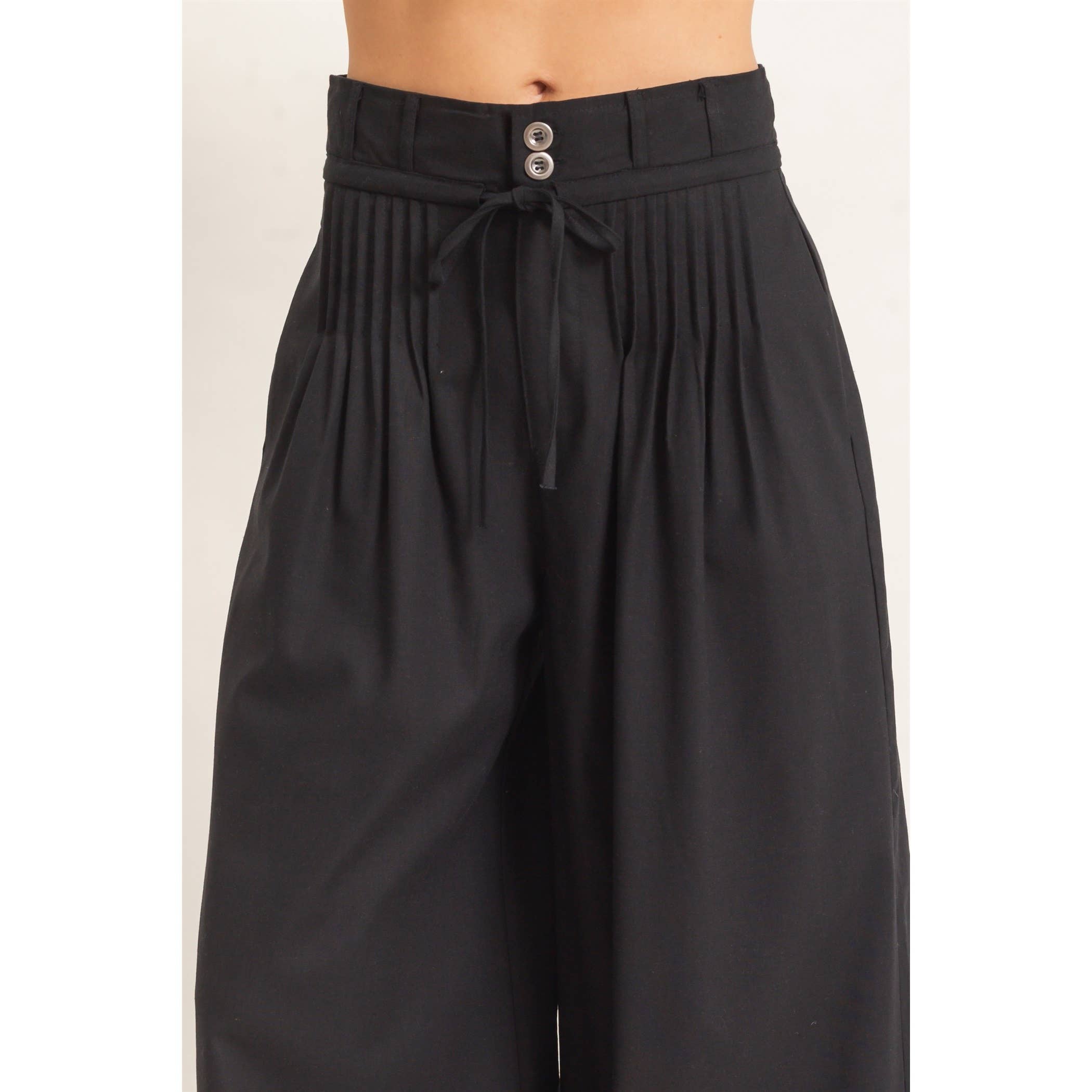 High-Waisted Pintuck Trousers