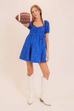 Game Day Puff Sleeve Babydoll Football Dress