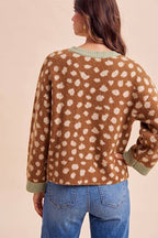 Deer Jacquard Print Loose Fit Sweater