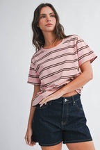 8510HN Striped Boxy Short Sleeve Tee