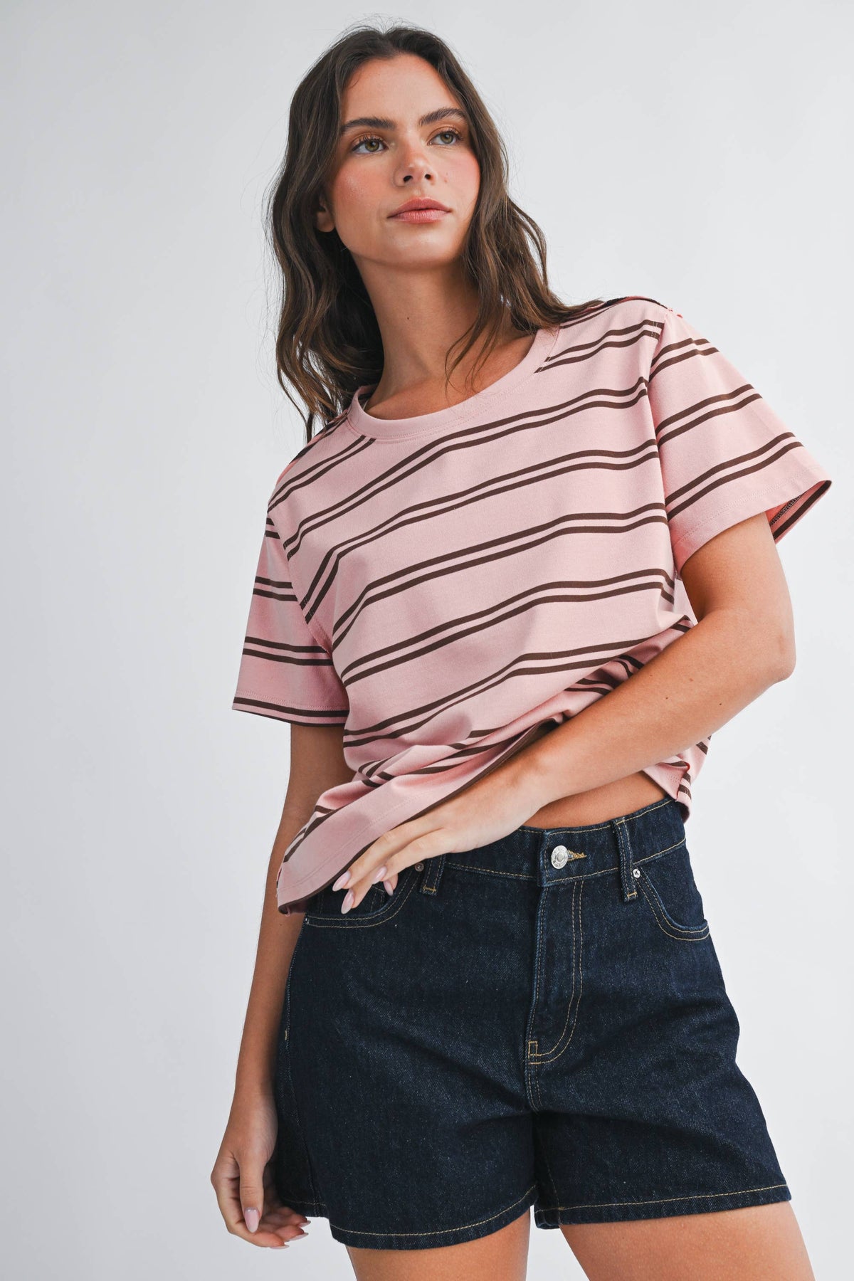 8510HN Striped Boxy Short Sleeve Tee